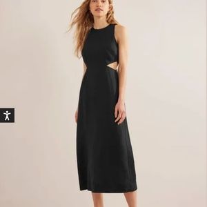 Boden Linen Midi Dress with Cutouts - Black